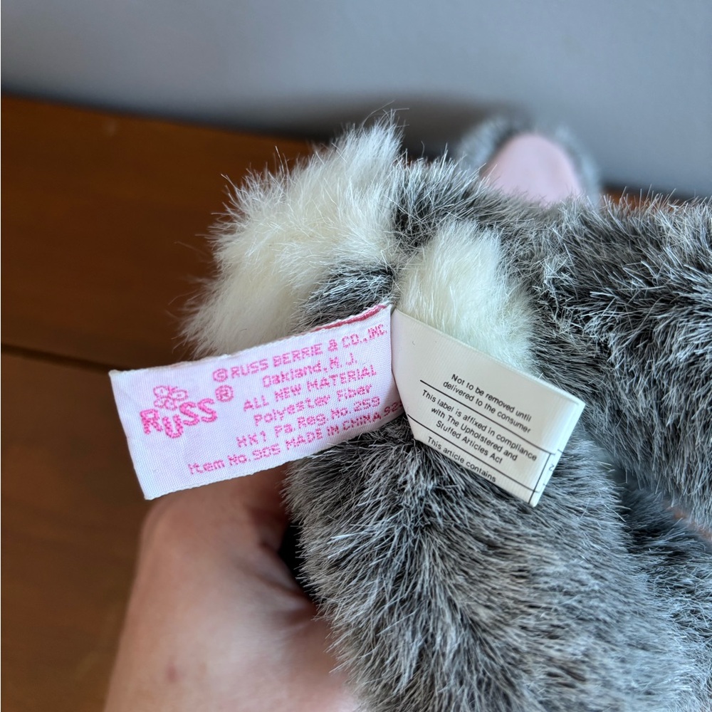 Russ Mini Gray and White Stuffed Bunny 🐰 - Picture 8 of 8
